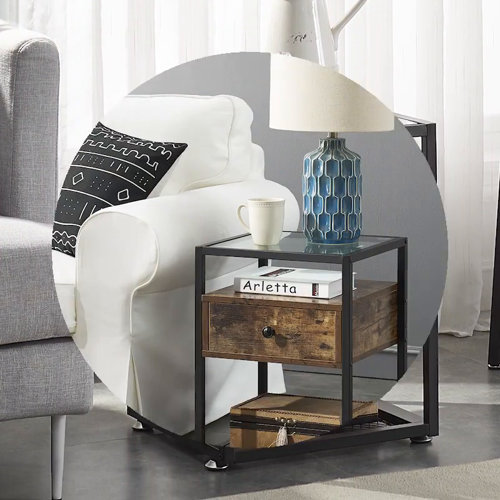 Foundry Select Quarles Glass End Table with Storage & Reviews Wayfair